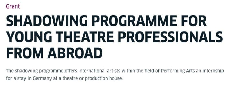 Cover for Shadowing programme for theatre professionals in Germany