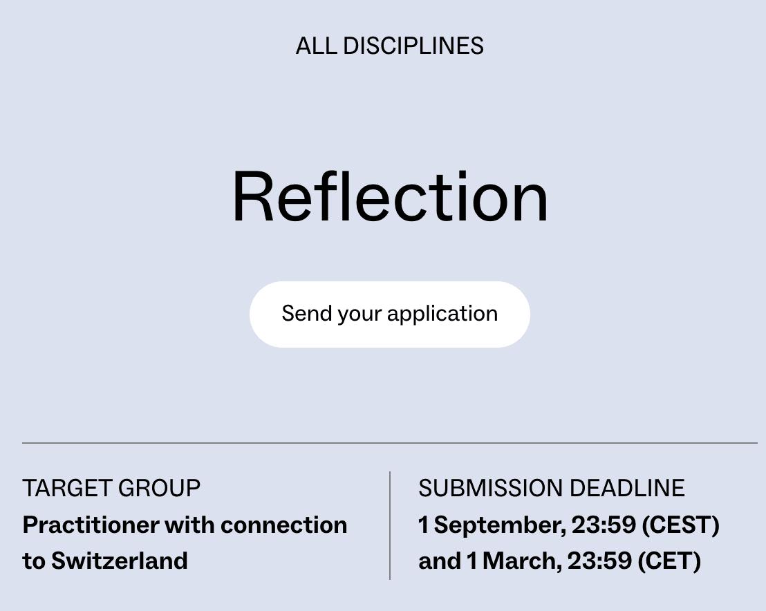 Грант Reflection ад Pro Helvetia для калектываў